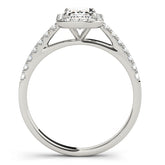 2 1/3 ctw Emerald Lab Grown Diamond Halo Pave Engagement Ring With Side Stones in White Gold